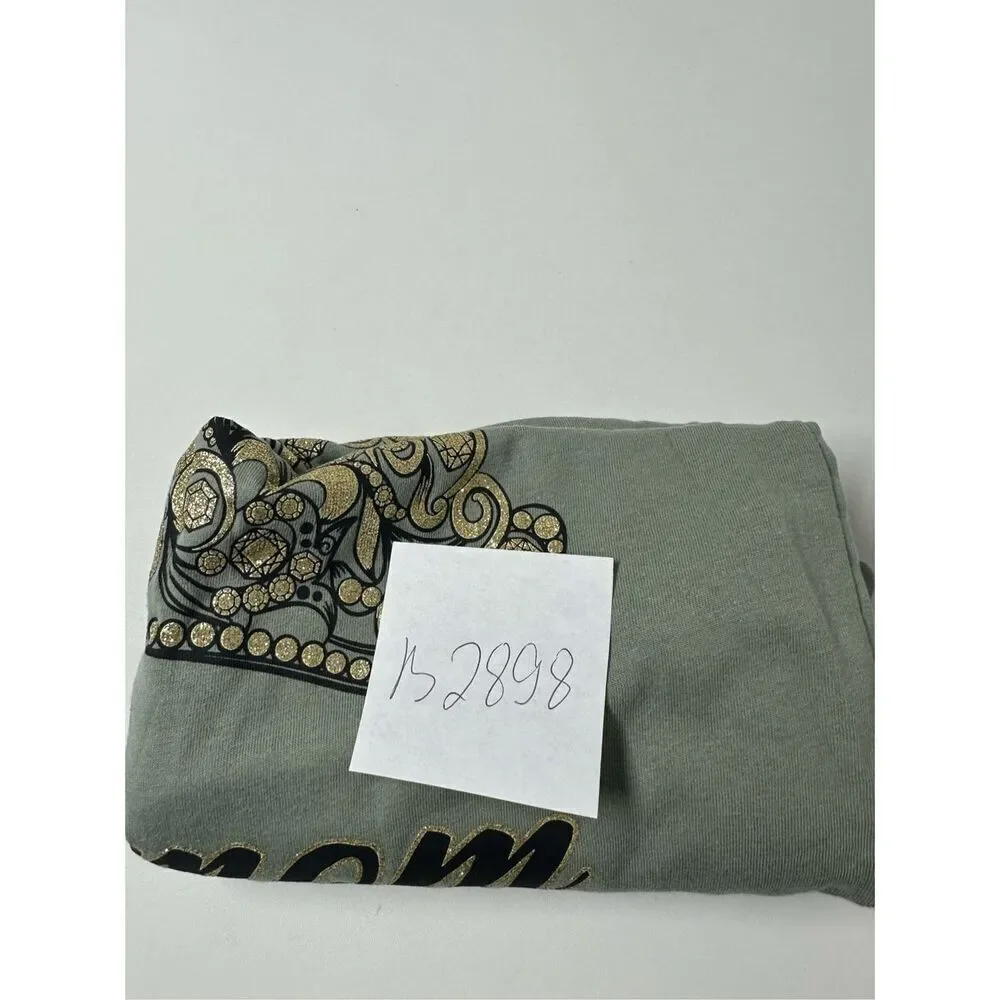 NWT The Children’s Place Girls Queen Mom Graphic Tee Green Glitter Sz M(7-8)